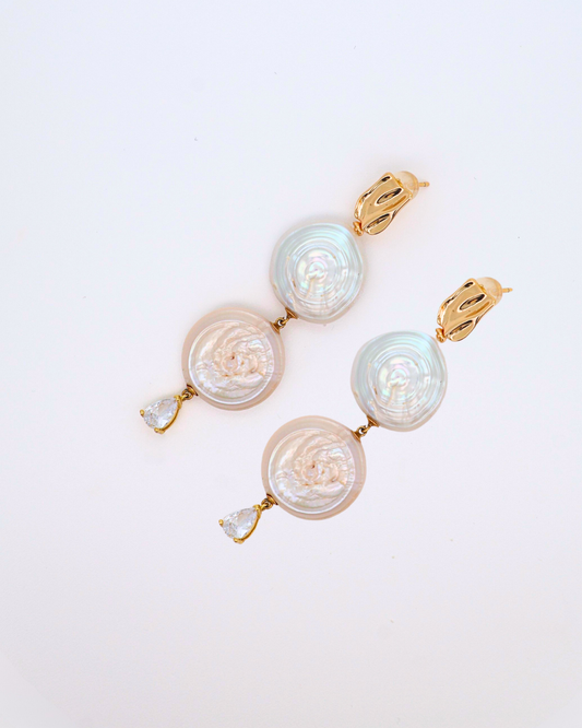 Roman Holiday – Double Coin Baroque Pearl Earrings