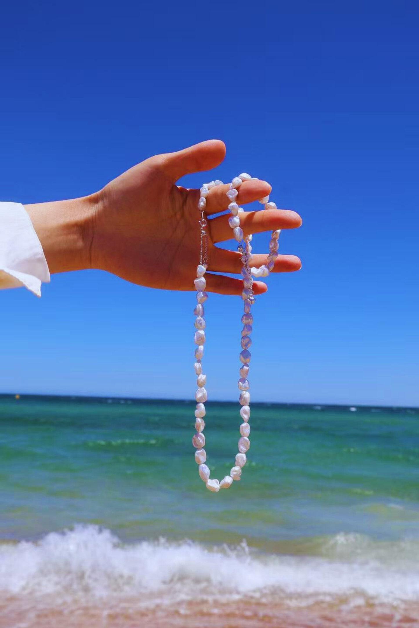 Blue Blood – Crushed Silver Baroque Pearl Sterling Silver Bracelet