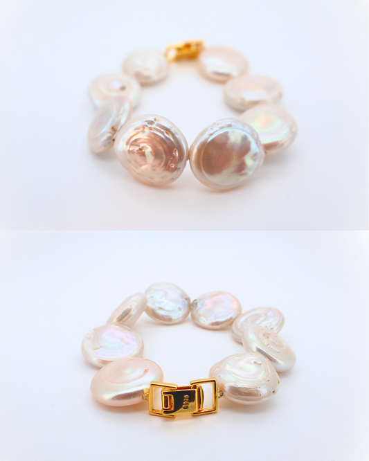 Roman Holiday – Coin Baroque Pearl 18K Gold-Plated Sterling Silver Bracelet