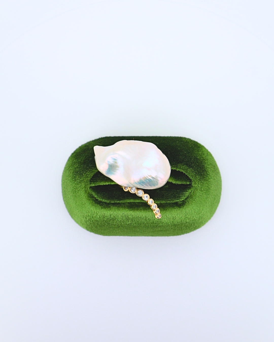 Halo Statement – Extra-Large Baroque Pearl Adjustable Ring with Pavé Halo