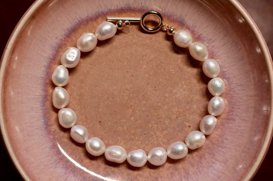 Baroque Loop – Irregular Circle Clasp 14K Gold-Filled Silver Bracelet