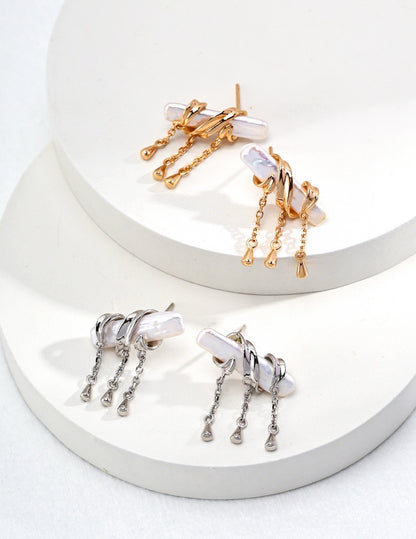 Baroque Pearl Fringe Earrings in Gold and Silver | BARØ