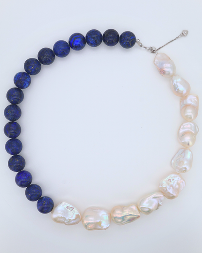 Lapis Sovereign – Large Baroque Pearl & Lapis Lazuli Statement Necklace