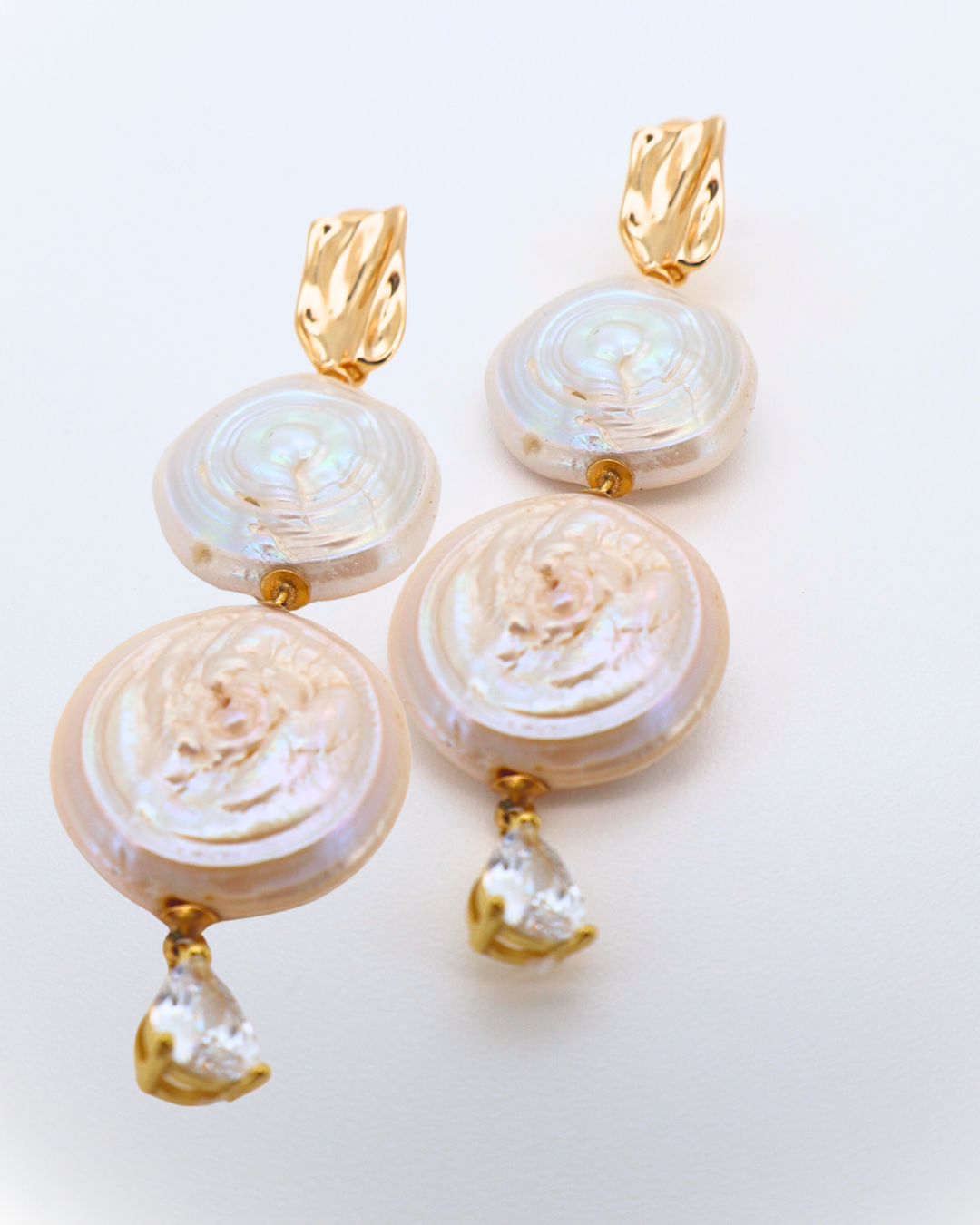 Roman Holiday – Double Coin Baroque Pearl Earrings