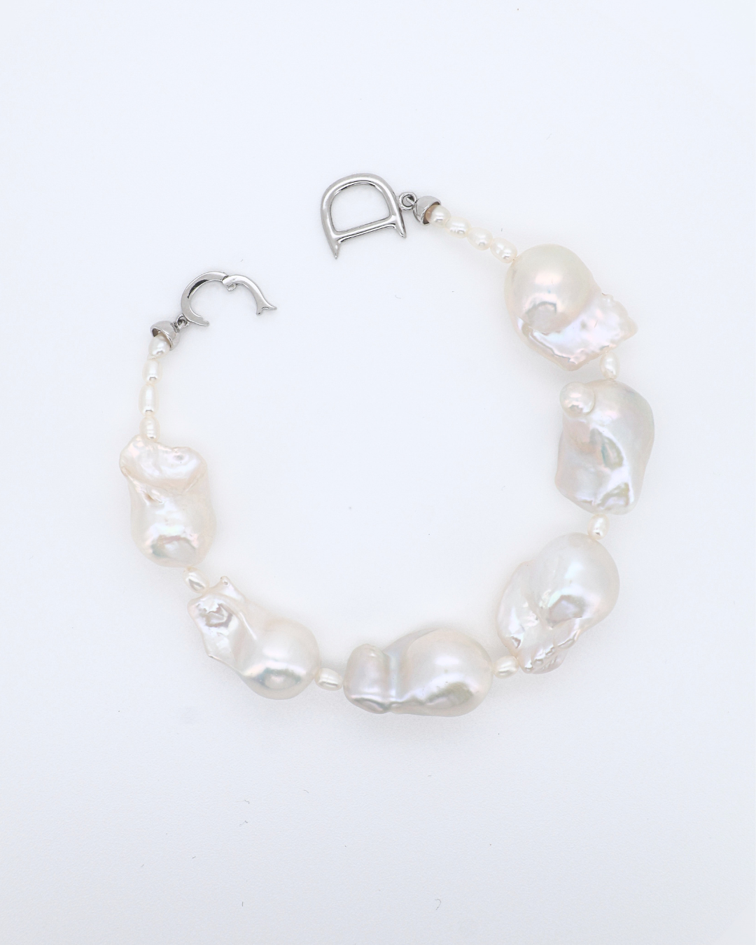 Diana – Large Baroque Pearl Bracelet with Pavé D Clasp