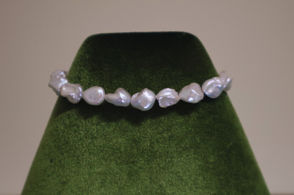 Blue Blood – Crushed Silver Baroque Pearl Sterling Silver Bracelet