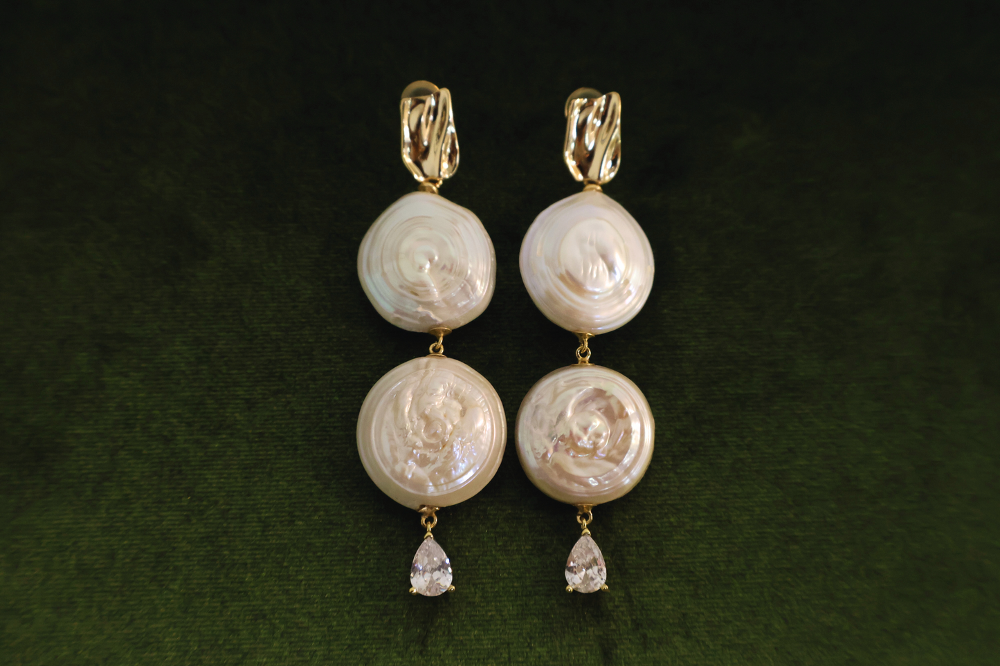 Roman Holiday – Double Coin Baroque Pearl Earrings