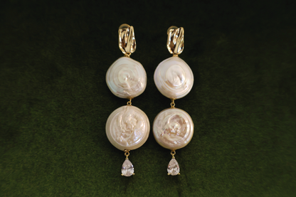 Roman Holiday – Double Coin Baroque Pearl Earrings