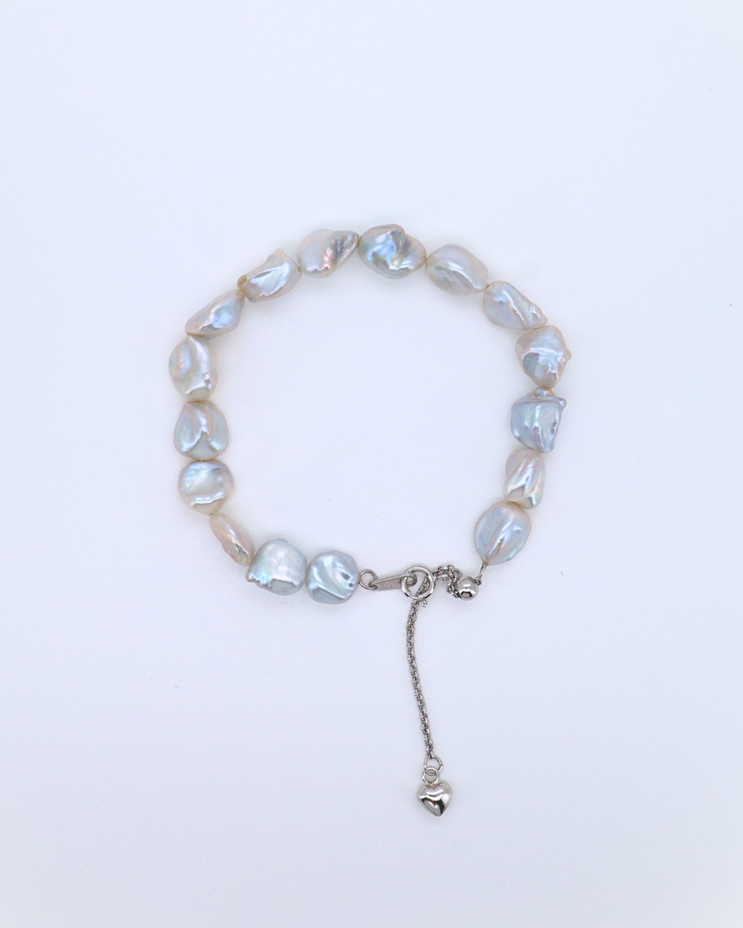 Blue Blood – Crushed Silver Baroque Pearl Sterling Silver Bracelet
