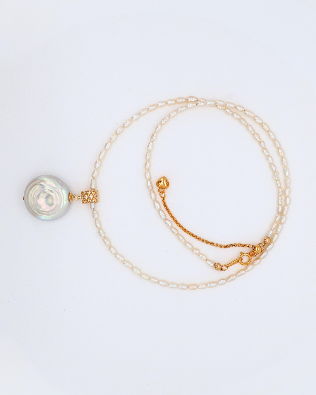 Roman Holiday – Coin Baroque Pearl Chain Necklace
