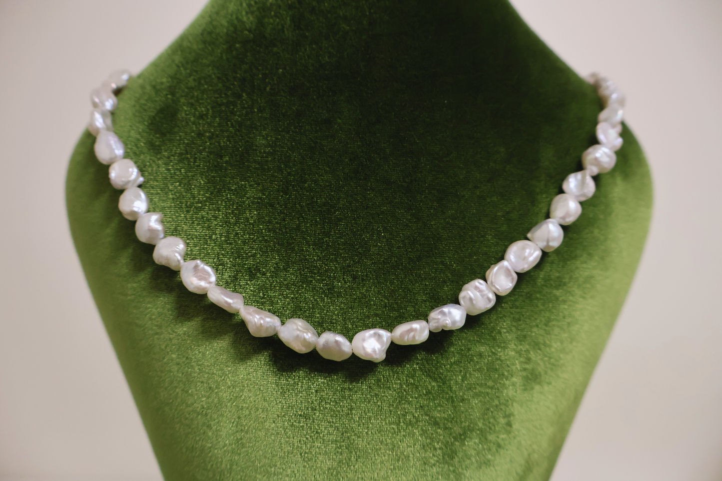 Blue Blood – Crushed Silver Baroque Pearl Necklace