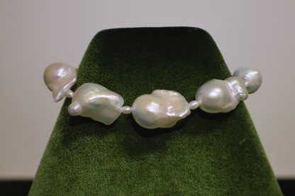 Diana – Large Baroque Pearl Bracelet with Pavé D Clasp
