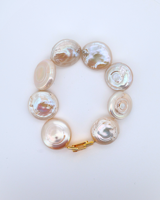 Roman Holiday – Coin Baroque Pearl 18K Gold-Plated Sterling Silver Bracelet