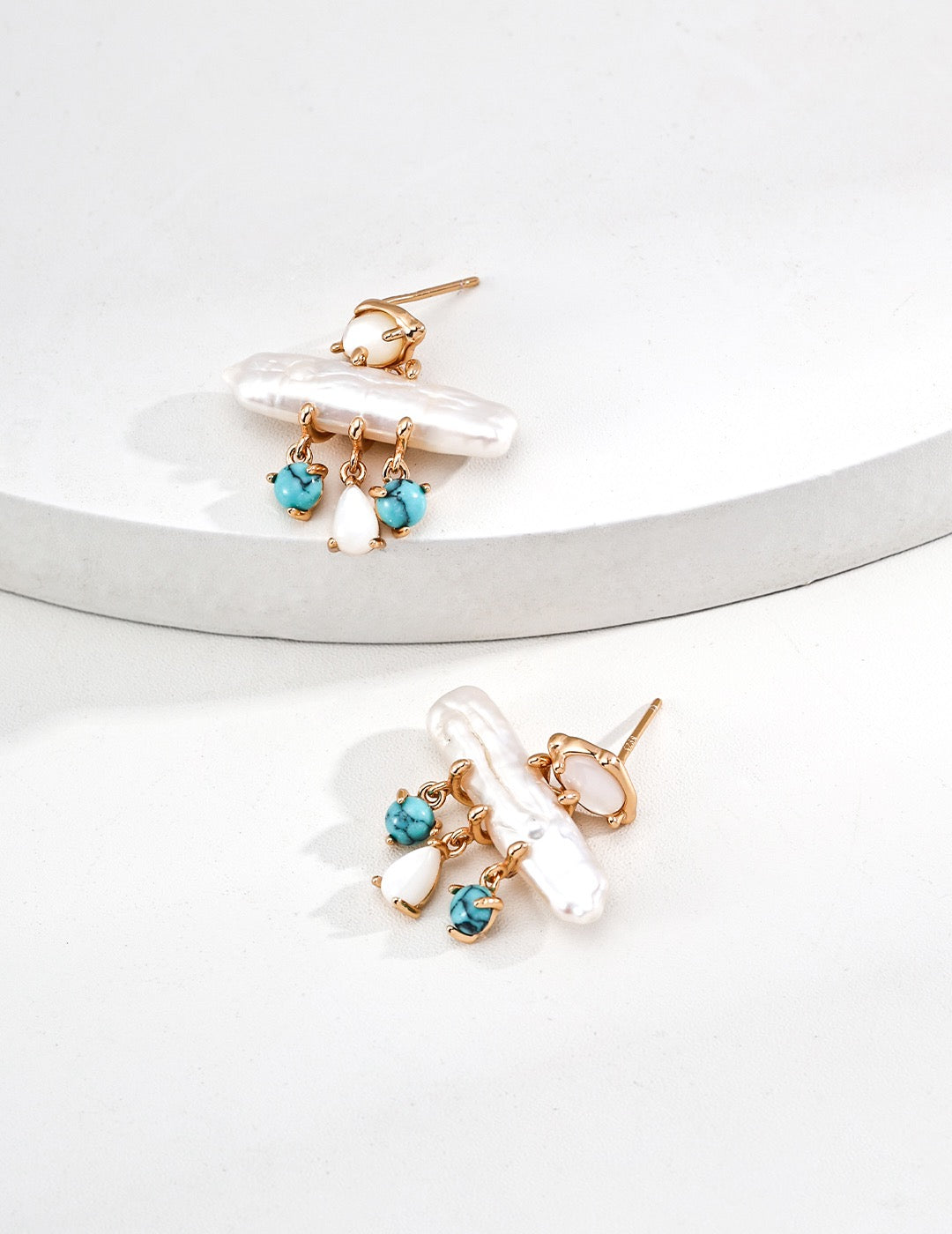 Baroque Pearl & Turquoise Drop Earrings in Gold | BARØ