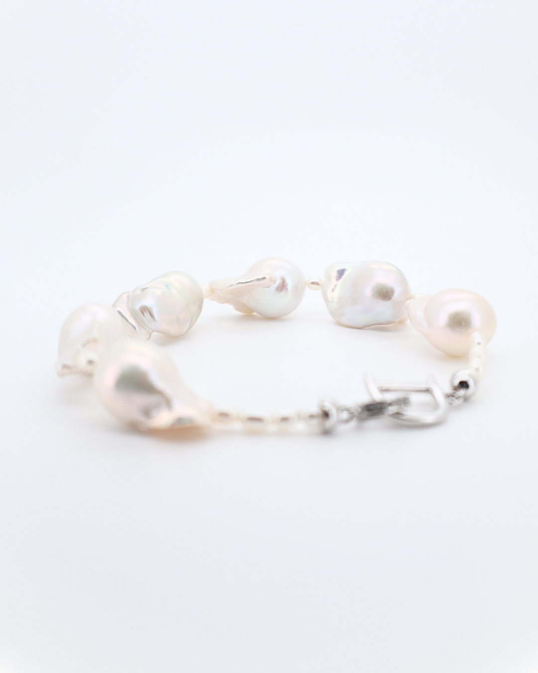 Diana – Large Baroque Pearl Bracelet with Pavé D Clasp