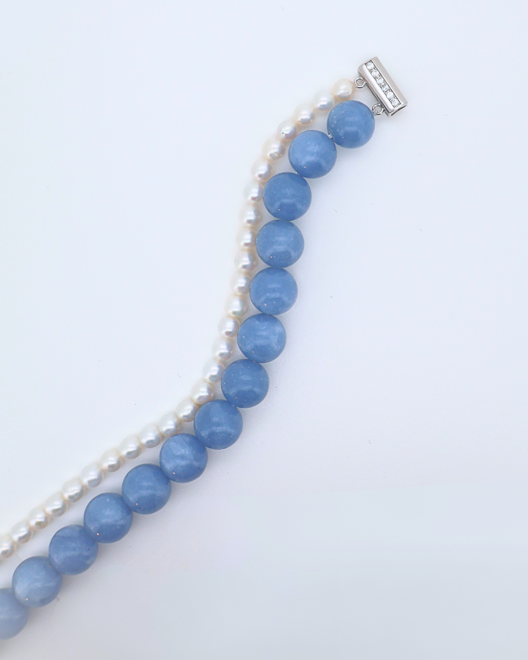 Aqua Prelude – Aquamarine & Baroque Pearl Double-Layer Bracelet