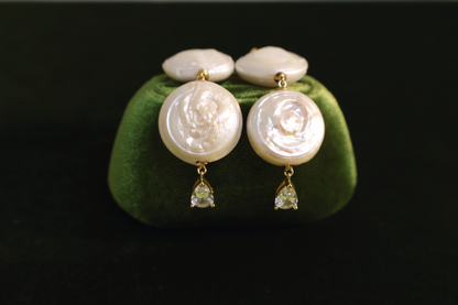 Roman Holiday – Double Coin Baroque Pearl Earrings