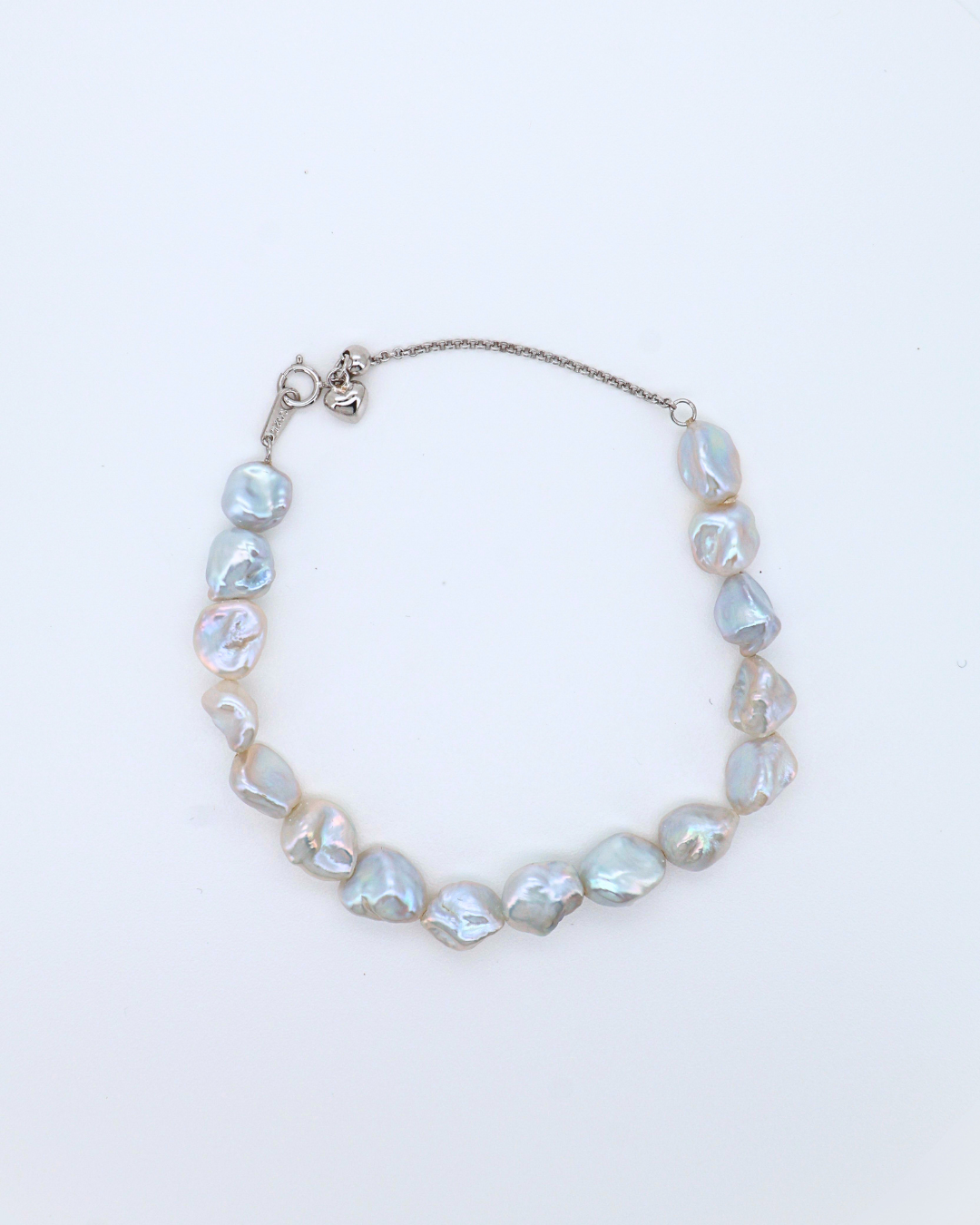 Blue Blood – Crushed Silver Baroque Pearl Sterling Silver Bracelet