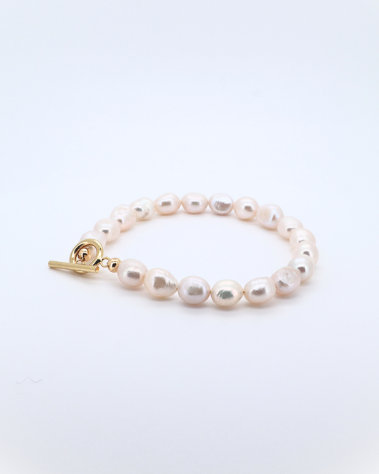 Baroque Loop – Irregular Circle Clasp 14K Gold-Filled Silver Bracelet