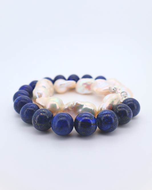 Lapis Sovereign – Large Baroque Pearl & Lapis Lazuli Statement Necklace