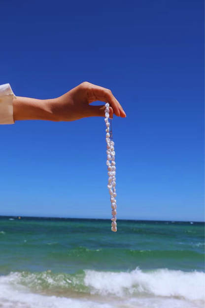 Blue Blood – Crushed Silver Baroque Pearl Necklace