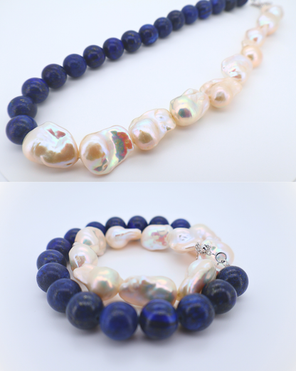 Lapis Sovereign – Large Baroque Pearl & Lapis Lazuli Statement Necklace