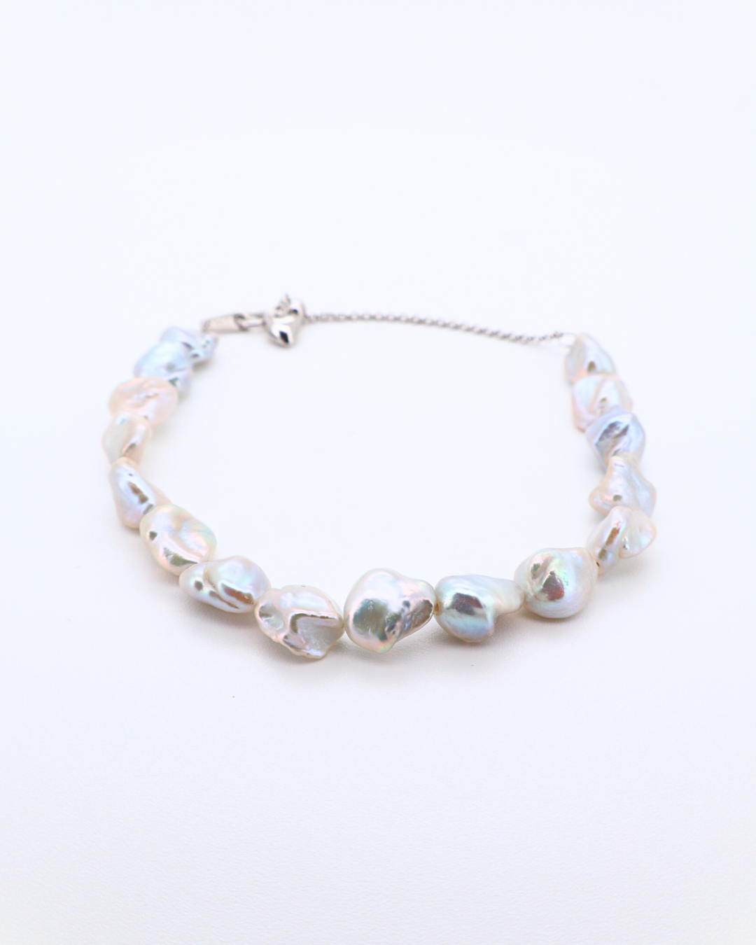 Blue Blood – Crushed Silver Baroque Pearl Sterling Silver Bracelet