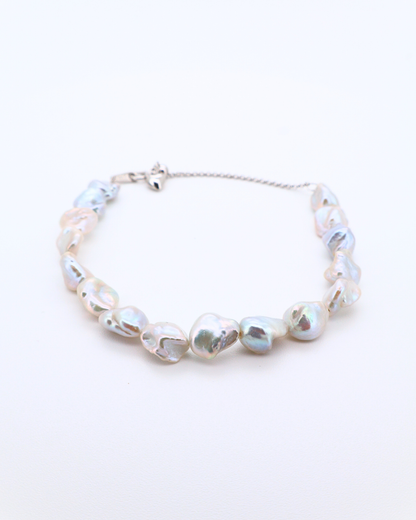 Blue Blood – Crushed Silver Baroque Pearl Sterling Silver Bracelet