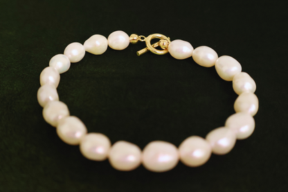 Baroque Loop – Irregular Circle Clasp 14K Gold-Filled Silver Bracelet