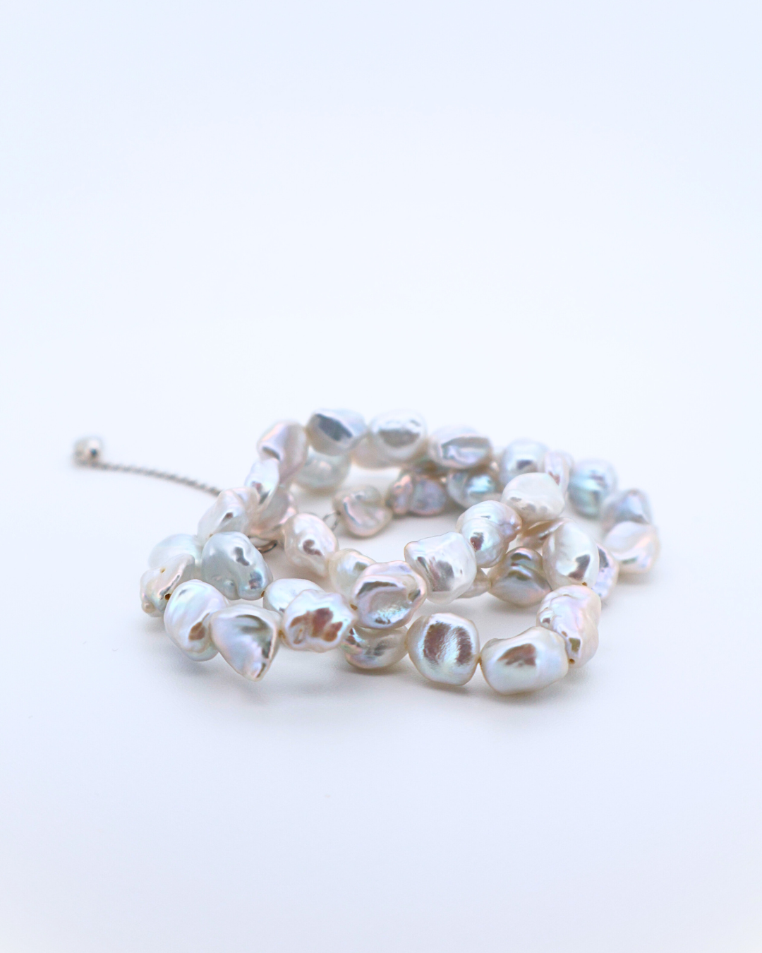 Blue Blood – Crushed Silver Baroque Pearl Necklace