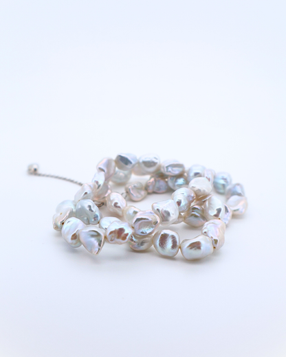Blue Blood – Crushed Silver Baroque Pearl Necklace