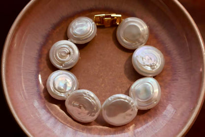 Roman Holiday – Coin Baroque Pearl 18K Gold-Plated Sterling Silver Bracelet