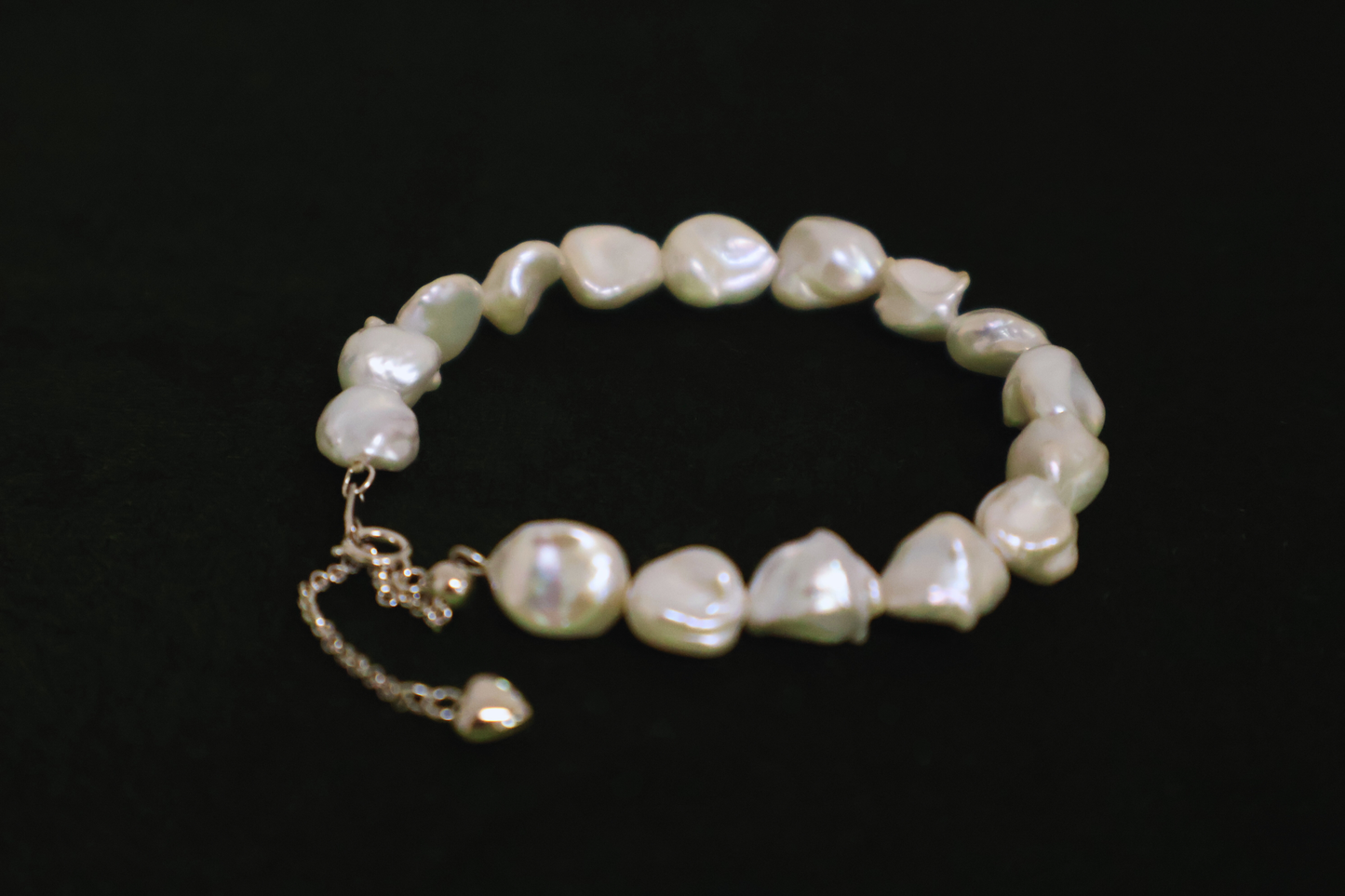 Blue Blood – Crushed Silver Baroque Pearl Sterling Silver Bracelet