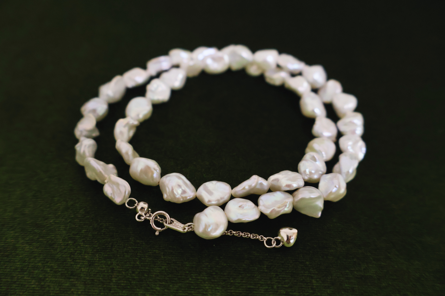 Blue Blood – Crushed Silver Baroque Pearl Necklace