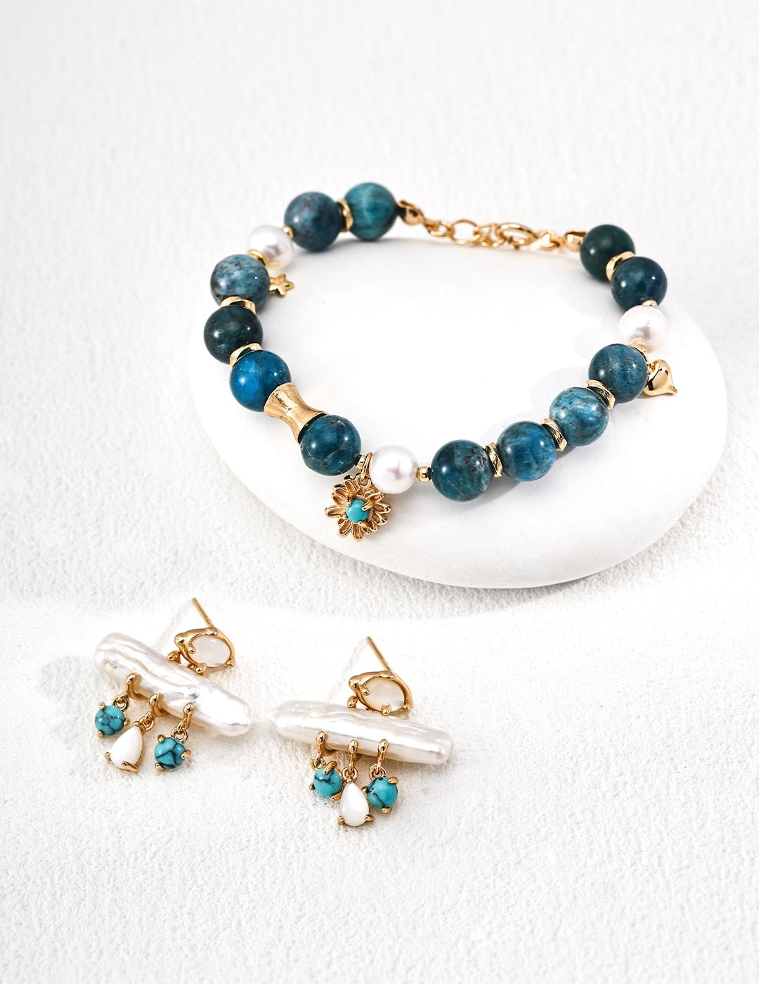 Baroque Pearl & Turquoise Drop Earrings in Gold | BARØ