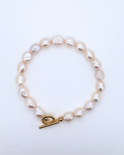 Baroque Loop – Irregular Circle Clasp 14K Gold-Filled Silver Bracelet