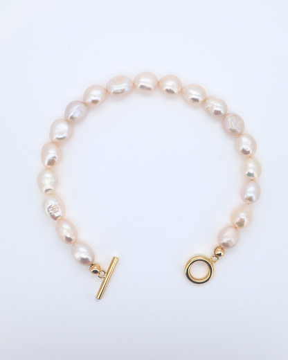 Baroque Loop – Irregular Circle Clasp 14K Gold-Filled Silver Bracelet