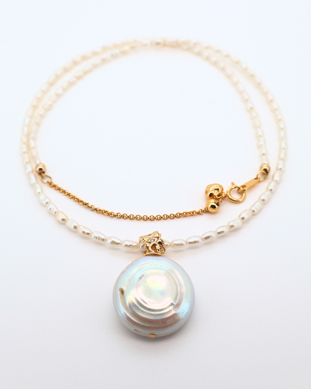 Roman Holiday – Coin Baroque Pearl Chain Necklace