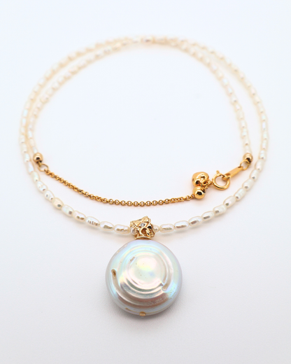 Roman Holiday – Coin Baroque Pearl Chain Necklace