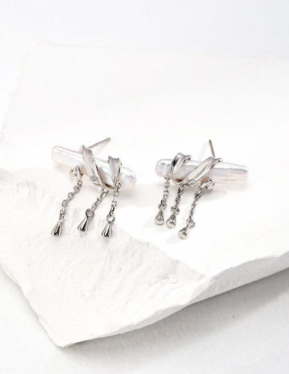 Baroque Pearl Fringe Earrings in Gold and Silver | BARØ