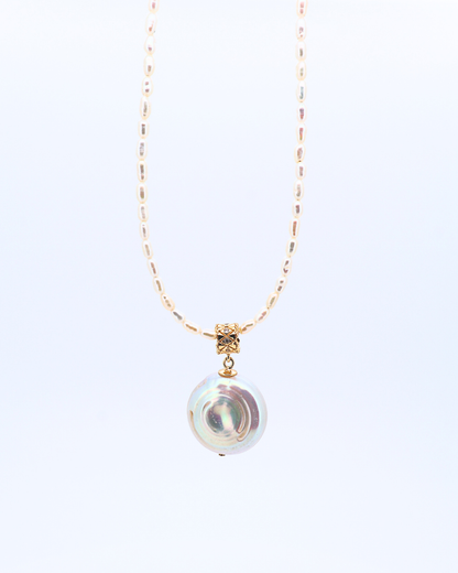 Roman Holiday – Coin Baroque Pearl Chain Necklace