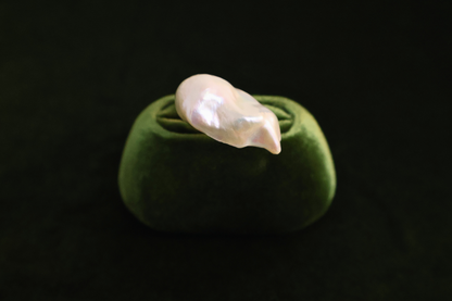 Halo Statement – Extra-Large Baroque Pearl Adjustable Ring with Pavé Halo