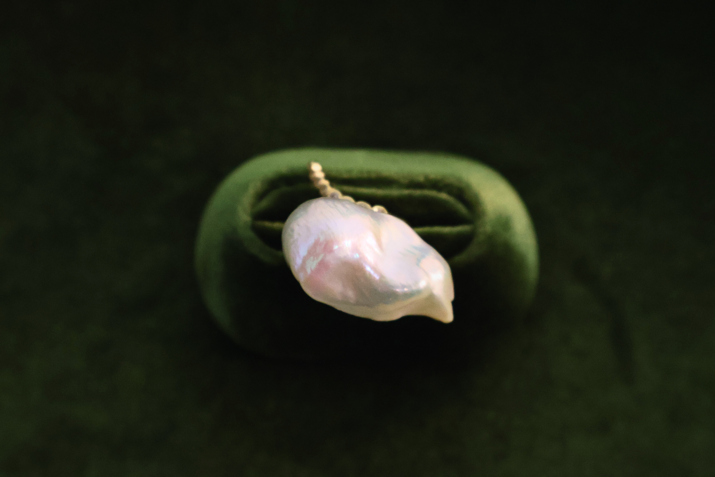 Halo Statement – Extra-Large Baroque Pearl Adjustable Ring with Pavé Halo