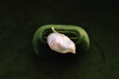 Halo Statement – Extra-Large Baroque Pearl Adjustable Ring with Pavé Halo