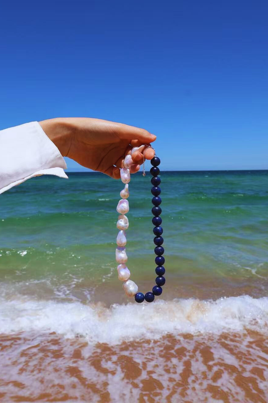 Lapis Sovereign – Large Baroque Pearl & Lapis Lazuli Statement Necklace