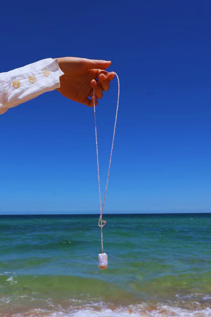 Baroque Line – Adjustable Long Pearl Necklace with Pavé Clasp