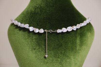 Blue Blood – Crushed Silver Baroque Pearl Necklace