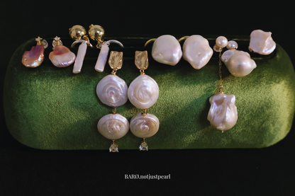 Roman Holiday – Double Coin Baroque Pearl Earrings