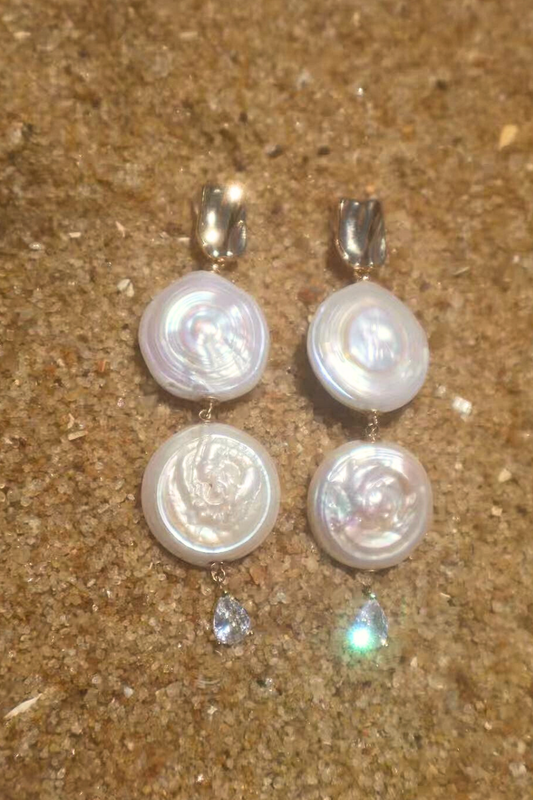 Roman Holiday – Double Coin Baroque Pearl Earrings