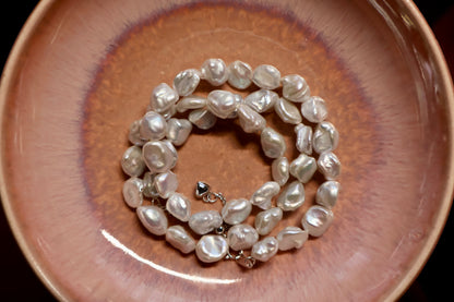 Blue Blood – Crushed Silver Baroque Pearl Necklace